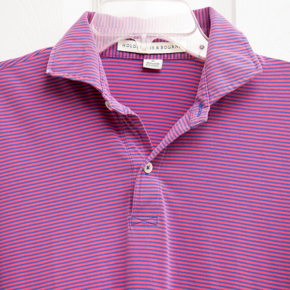 Holderness & Bourne Mens M Tailored Fit Striped Golf Polo Preppy Club Athleisure